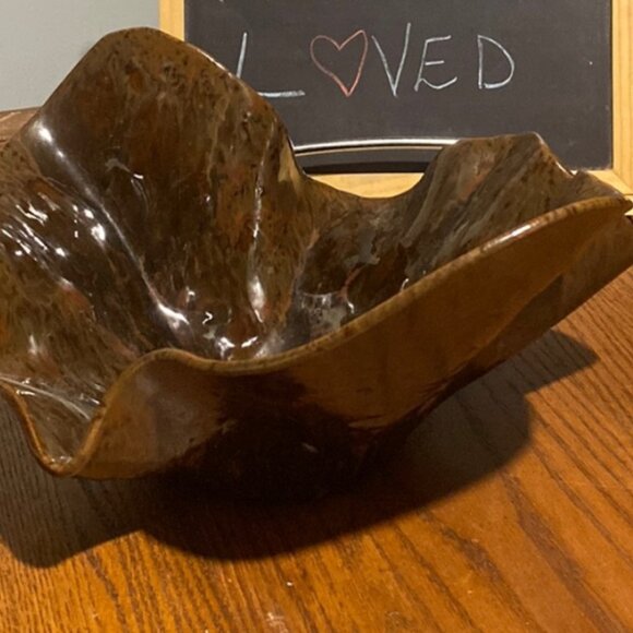 79- (VHD) Vintage. Home Decor. Handcrafted. Glazed Pottery. Record Bowl. - Picture 4 of 8